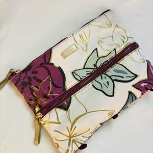 Vera Bradley Purple and Gold Floral Clutch